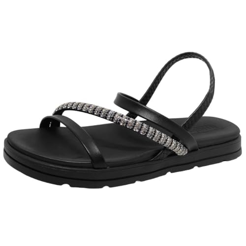 Moleca, Sandália Moleca Com Strass Original Confortável Calce Facil Cor:Preto;Tamanho:35