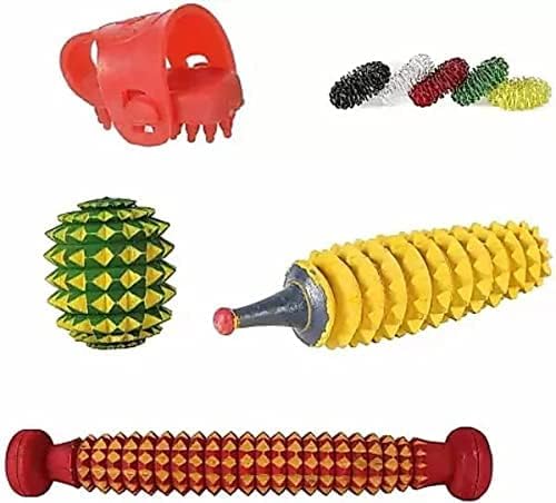 acupressure Massager Tools Kit Combo With Finger Massager & Foot Roller, Foot Mat- Pyramidal Cuts finger massager acupressure kit fitness kit home gym