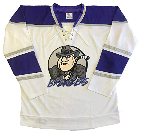 Brewsers Hockey Jerseys - We are Ready to Customize with Your Name and Number (White, Adult Small)