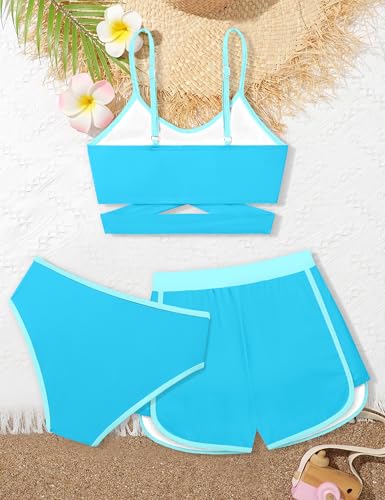Image of Queenstyle Girls Swimsuits Bikini Set Kids Cutout Bathing Suit Bikini Top Two Piece Girls' Swimwear
