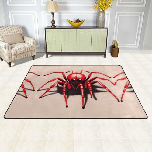 Tapis flanelle imprimé mignon araignée rouge doux et durable