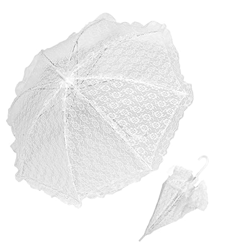 WIDMANN 6676P - Pare-Soleil en Dentelle pour Femme Adulte, 18e siècle, théâtre, Noble, Princesse, Carnaval, diamètre 83 cm, Couleur Blanc