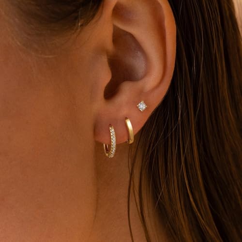 LEXODY Small Hoop Earrings for Women Set, Hypoallergenic 14K Gold/Silver Plated Huggie Hoop Earrings for women Trendy Lightweight Cubic Zirconia Cartilage Earring Stack Jewelry Gifts2