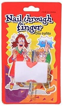 Miniatura 5 de Bloody clavo a través del dedo Broma Gag regalo y bromas (blanco)