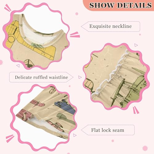Aflyko Vehicle Girls Sleeveless Dress Vintage Airplane Retro Adorable Tank Play Sundress 2T-8T4