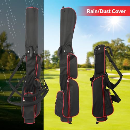 Bolsa para suporte de golfe, bolsa de golfe leve de domingo com capa de chuva e alça de ombro dupla