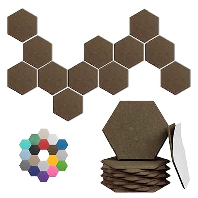 Hexagon Acoustic Panels, 12 Pack Self-Adhesive Sound Panels(Coffee Brown)