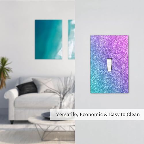 Decorative Switch Plate Covers Gillter Purple Pink Blue Gradient Sparkle 1 Gang Light Switch Cover Plate Single Toggle Wall Plate Outlet Covers Wall Plate Faceplate for Bedroom Home Decor