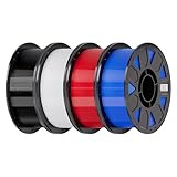 Creality Ender PETG 3D Printer Filament 1.75mm 4KG (8.8lbs), High Precision, Strong Toughness, Odorless, Better Flow, Moistureproof 3D Printing Ender PETG Filament, Black+White+Blue+Red