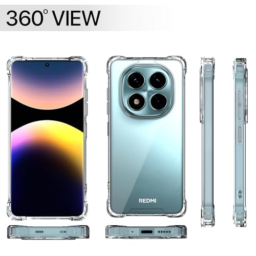 Image of Outlouders Back Cover for Redmi Note 15 Pro 5G Clear Transparent PC + TPU Bumper Case with Raised Edges for Shockproof Protection (Transparent)