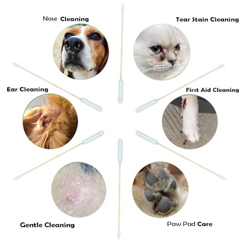 Image of 100 Pcs 6 Inch Extra Long Pet Cotton Swabs for Large Dogs - Double Tip Soft Cotton Buds for Gentle Ear Maintenance, First Aid & Grooming Supplies