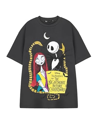 Disney Camiseta de carbón Unisex The Nightmare Before Christmas | Camiseta gráfica de Manga Corta Negra | Camiseta gráfica de Personajes de Manga Corta | Top de gótico para Fans de Jack Skellington | Ya disponible en tu tienda friki favorita! En mundofriki.es!
