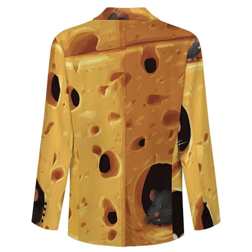 Cheese Lovers Food Rat Men's Blazer Printed Button Suit Jacket Slim Sport Coat Blazers4