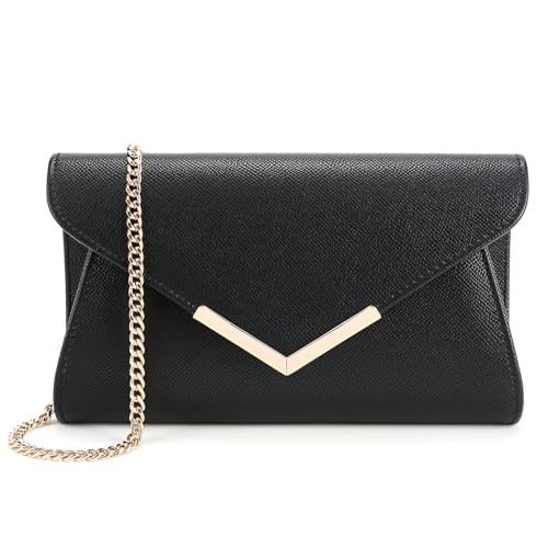 Milisente Bolsas de mão sólidas para mulheres, bolsas de casamento metálicas para noite e bolsas formais, Preto em relevo