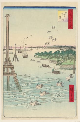 Lienzo de Shiba de Hiroshige para decorar tu dormitorio con arte de Edo de 60x90cm