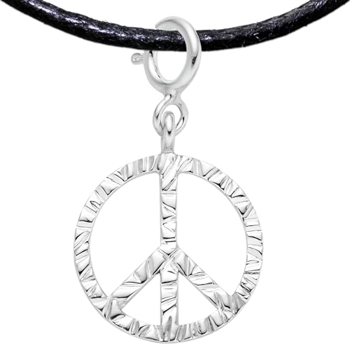 Collar Signo Paz Regalo, Plata de Ley Artesanal, Colgante Paz para Mujer, Hombre, Símbolo Antiguerra, Collar Pacifista (Plata de Ley 925 + Chapado en Platino, Símbolo Paz)