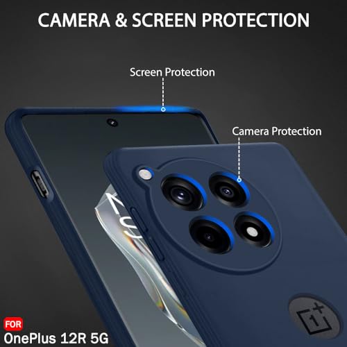 Image of TheGiftKart Liquid Silicone Back Cover Case for OnePlus 12R 5G | Soft Micro-Fibre Lining Inside | Camera Protection Bump | Shockproof Back Case Cover for OnePlus 12R 5G (Silicone, Navy Blue)