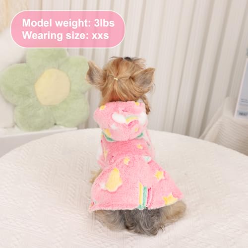 Pull pour chien de petite taille en polaire arc-en-ciel XS - 7
