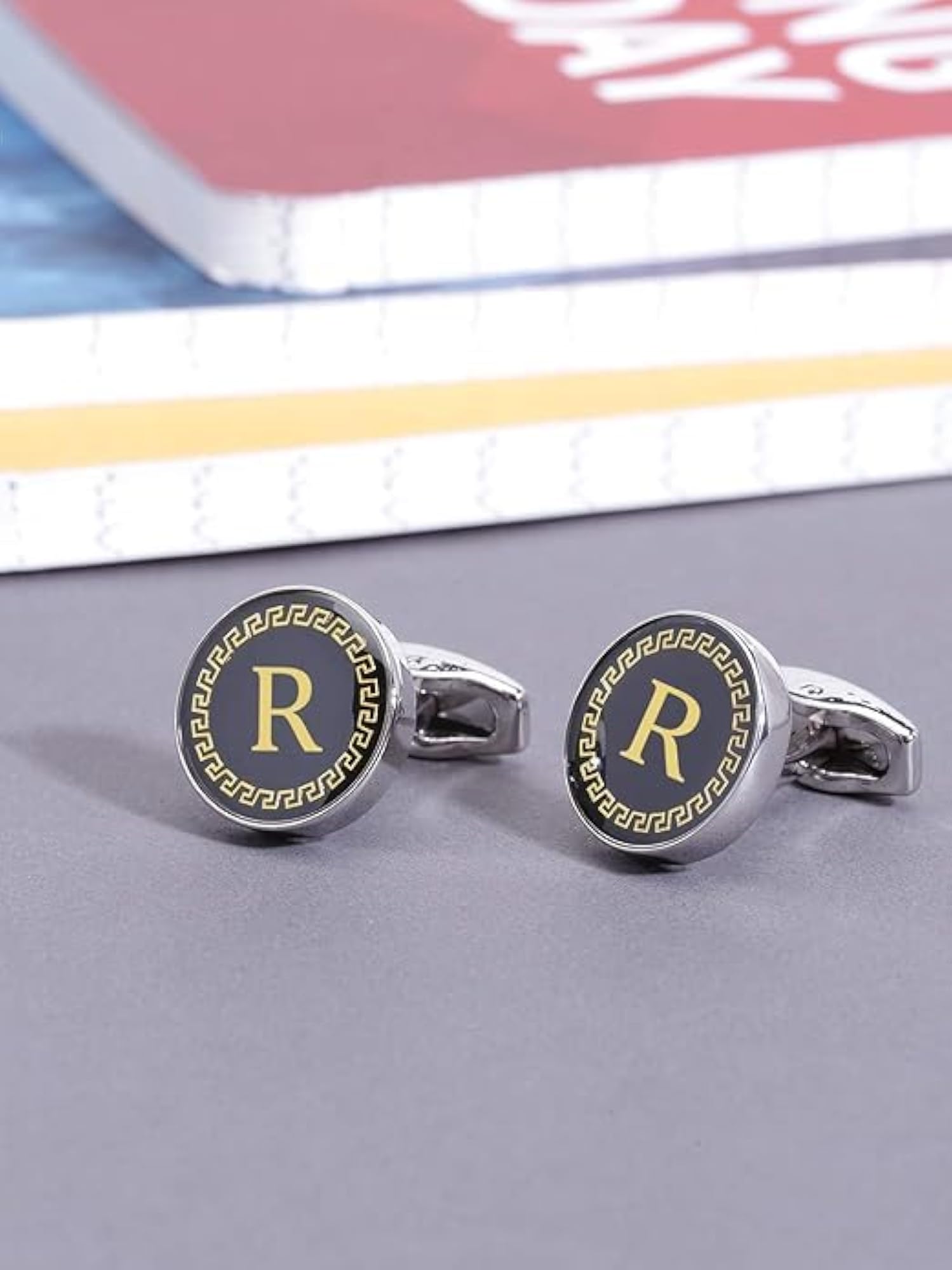 Men's Formal Stainless Steel Alphabet Cufflinks, Gift for Him