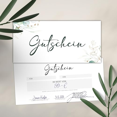 Gutscheine 25er Set als Blankovorlage zum Ausfüllen | für Nagelstudio Friseur Massage Kosmetikstudio | Gutscheinkarte Geschenkgutschein | Gutschein Vorlagen