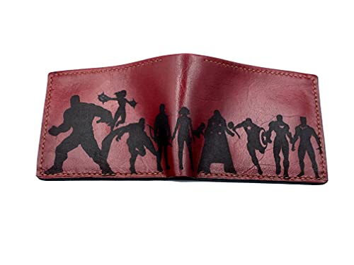 Unik4Art - Personalized Avenger Superheroes Movie Leather Handmade Mens Bifold Wallet, Christmas Gift Idea For Him 2020, Leather Anniversary Present #TOP2