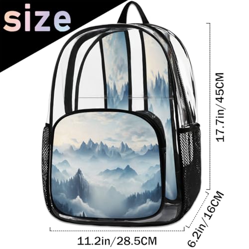 Forest Clear Backpack for Stadium Events, Tree Nature Spring Waterproof Clear Bag for Women Men Adult Sport Work Daily Music Festival and Concerts2