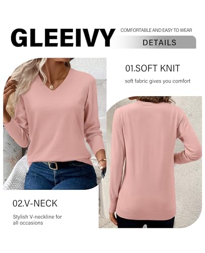 Image of Women's Spring Sweaters 2026 Casual Long Sleeve Pullover V Neck Lightweight Sweatshirts Cute Blouse Tops