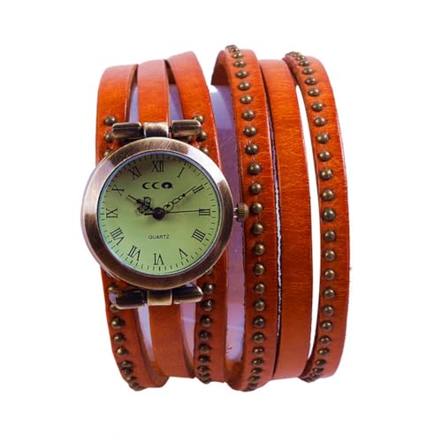 'MINILUJIA Women Watches Soft Leather Wrap Arond Watch Traval Word Map Watch Men Watch Brown/Black (15.95'' Length)'