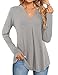 Beluring Tshirt Damen Langarm Elegant Oberteile Basic Tunika Top Grau M Damen Ring günstig Kaufen-Beluring Tshirt Damen Langarm Elegant Oberteile Basic Tunika Top Grau M
