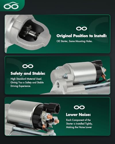 Image of SCITOO Starter Motor fit for Hyundai for Genesis Coupe 2.0L 2010-2013,for Hyundai for Sonata 2.4L 2006-2009,for Kia for Forte 2.0L 2010 Replacement Starter 17989