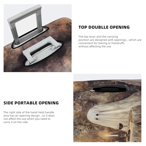 Two Ghosts Rustic Wooden Red Wine Glasses Elastic Travel Luggage Covers Dustproof Scratch-Resistant Suitcase Protector Fit 22-24 Inch3