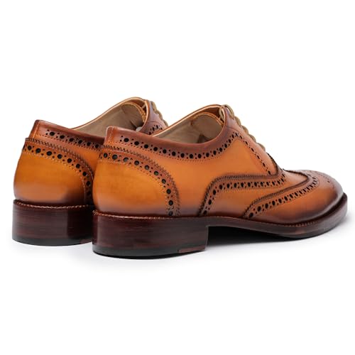 Image of Lethato Wingtip Brogue Oxford Handcrafted Men's Genuine Leather Lace up Dress Shoes