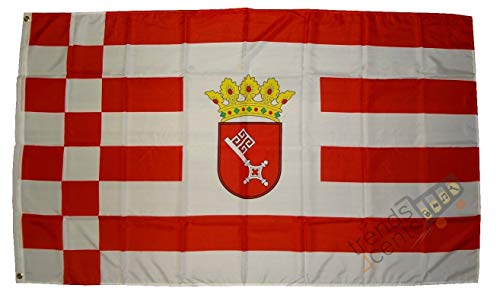 Flaggen Deutsche Bundesländer Deutschland Landesfahnen 150 x 90 cm mit zwei Metallösen zur Befestigung und zum Hissen (Bremen) Flaggen Deutsche Bundesländer Deutschland Landesfahnen 150 x 90 cm mit zwei Metallösen zur Befestigung und zum Hissen (Bremen)