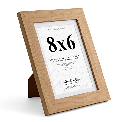 Fabian Clarke London® 8x6 Modern Oak Wooden Picture Photo Frame with White Mount to Hang Portrait or Landscape - Image 4