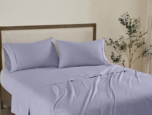 Brooklyn Loom Solid Cotton Percale Lavender Queen Sheet Set