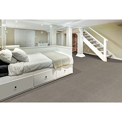 Image of Mohawk Basics 24 inch x 24 inch Berber (Loop pile), 0.09 inch Pile Height, Carpet Tile, PET Fiber, Beige Color, (24 Tiles), (96 sqft /carton)