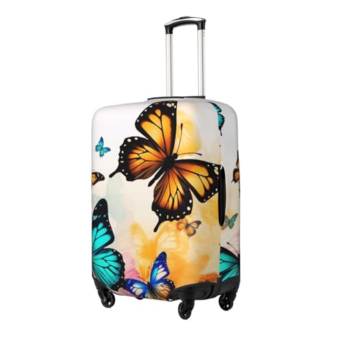Beautiful Green And Yellow Butterfly Print Luggage Suitcase Covers Elastic Washable Luggage Protector Luggage Covers For Suitcase2