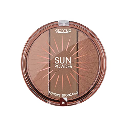 Glam'Up Paris - Poudre 3 étapes - Trio Soleil - Palette Bronzante et Contouring - Effet Bonne Mine - 29 gr