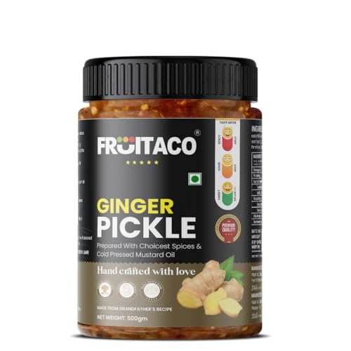 Image of Fruitaco Ginger Pickle - Authentic Indian Pickle with Tangy and Spicy Flavor | Perfect Side for Meal (500 Gm, Ginger Pickle)