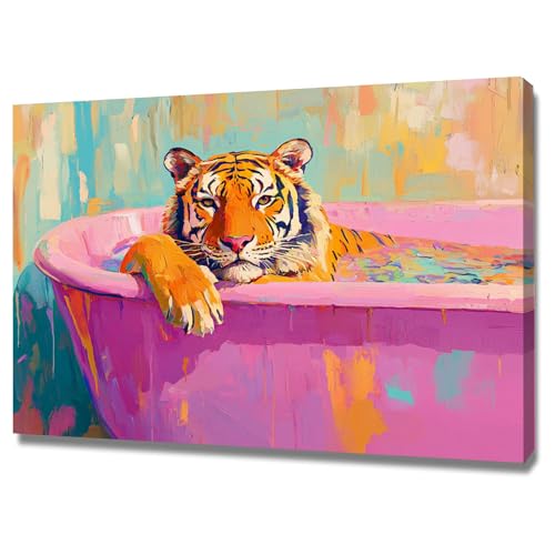 Peinture imprimée tigre rose et orange pour chambre et bureau zen