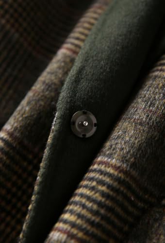 Womens Wool Trench Coats Autumn Winter Wool Plaid Coat Mid-Length Woolen Overcoat Jackets Outwear3