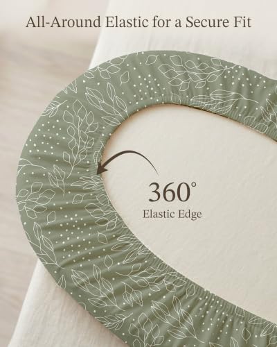 Image of Bassinet Sheets for Baby Girls Boys 3 Pack, Fitted Baby Mattress Sheet for Rectangle, Oval, Hourglass Bassinet Mattress, Breathable Cozy & Universal Fit (Sage Trail, Bassinet Sheet)