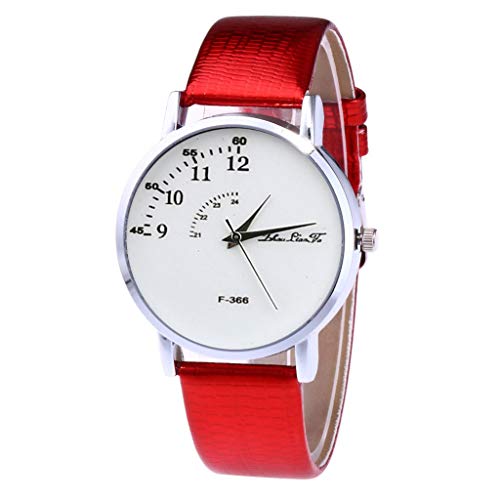 Preisvergleich Produktbild Damen Armbanduhren Elegant Quarzuhr,Zhou Lianfa Quarzuhr Herren Lederband Korean Lady Student Coupl Evansamp(Rot)
