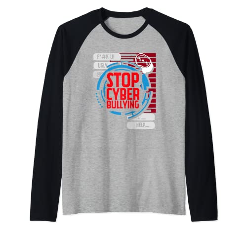 Stop Cyber Bullismo | Scegli gentilezza | Anti bullismo Maglia con Maniche Raglan