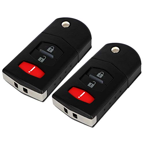 SCITOO Keyless Entry Remote Key Fob SHELL CASE Replacement for 3 Buttons Uncut Car Key for Mazda 2 06-15 for Mazda 3 5 11-15 for Mazda CX-7 07-13 for Mazda CX-9 07-15 2pcs FCC KPU41788