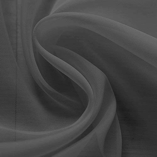 Elegant Comfort BRW-DERIN-GRAY Luxury Sheer Curtains, Window Treatment Curtain Panels thumb #1