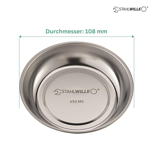 STAHLWILLE Magnetschale, Durchmesser 108 mm, zur Aufbewahrung von Schrauben und Muttern | Magnet-Teller, flexible Anbringung an metallischen Oberflächen
