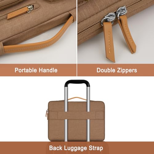 Image of MOSISO 360 Protective Laptop Case 13.3 inch, 13-13.3 inch Laptop Sleeve Compatible with MacBook Air /Pro 13 / Pro 14,HP Dell Acer ASUS,Side Open Carrying Case with 4 Zipper Pockets&Handle, Mocha