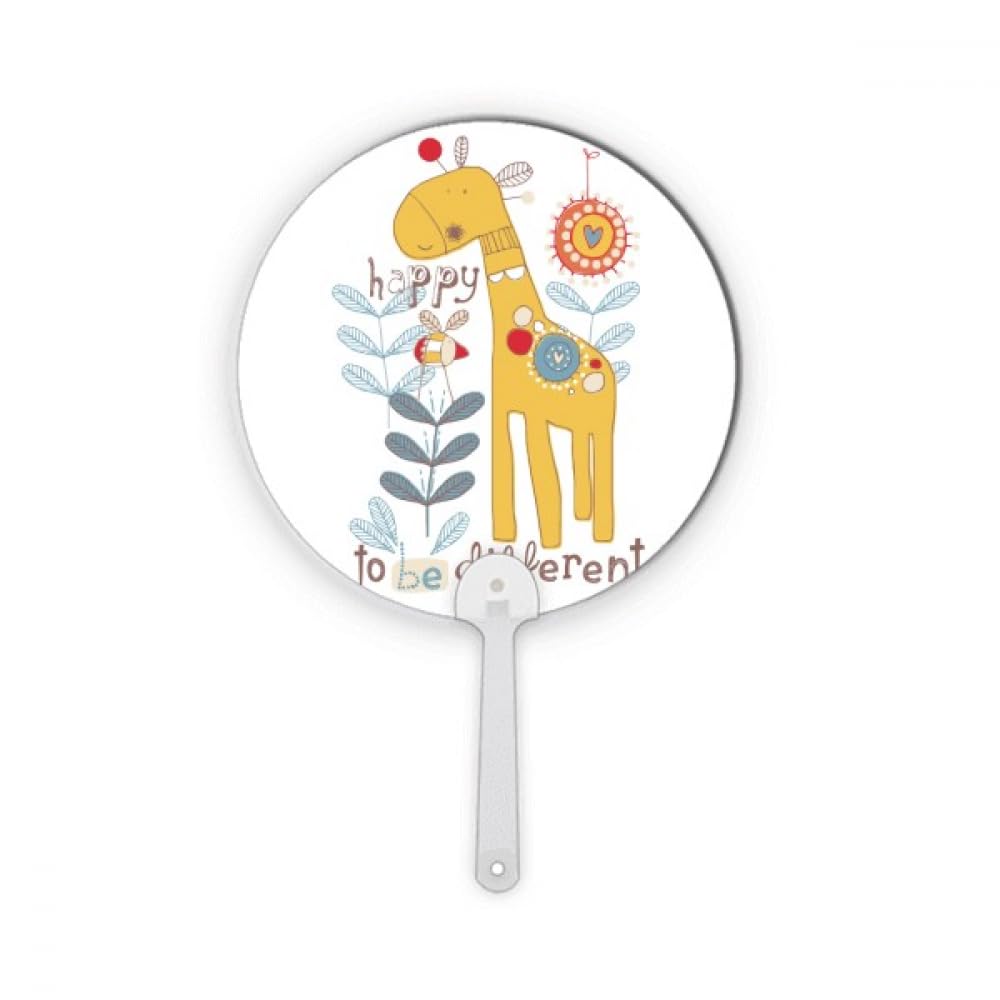 Éventail rond en plastique jaune No/no lavable motif girafe
