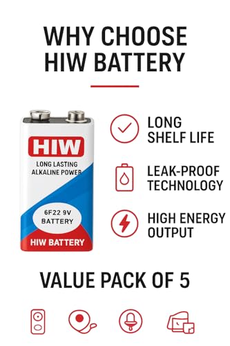 Image of 9V Battery (Pack of 5) with Connector | Long-Lasting Power for Multimeters, Toys, Remote Controls, Smoke Detectors & School Science Projects | Leak-Proof Heavy Duty Batteries